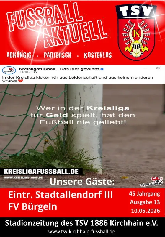 Stadionzeitung 10.05.2026 Eintr. Stadtallendorf III / FV Bürgeln
